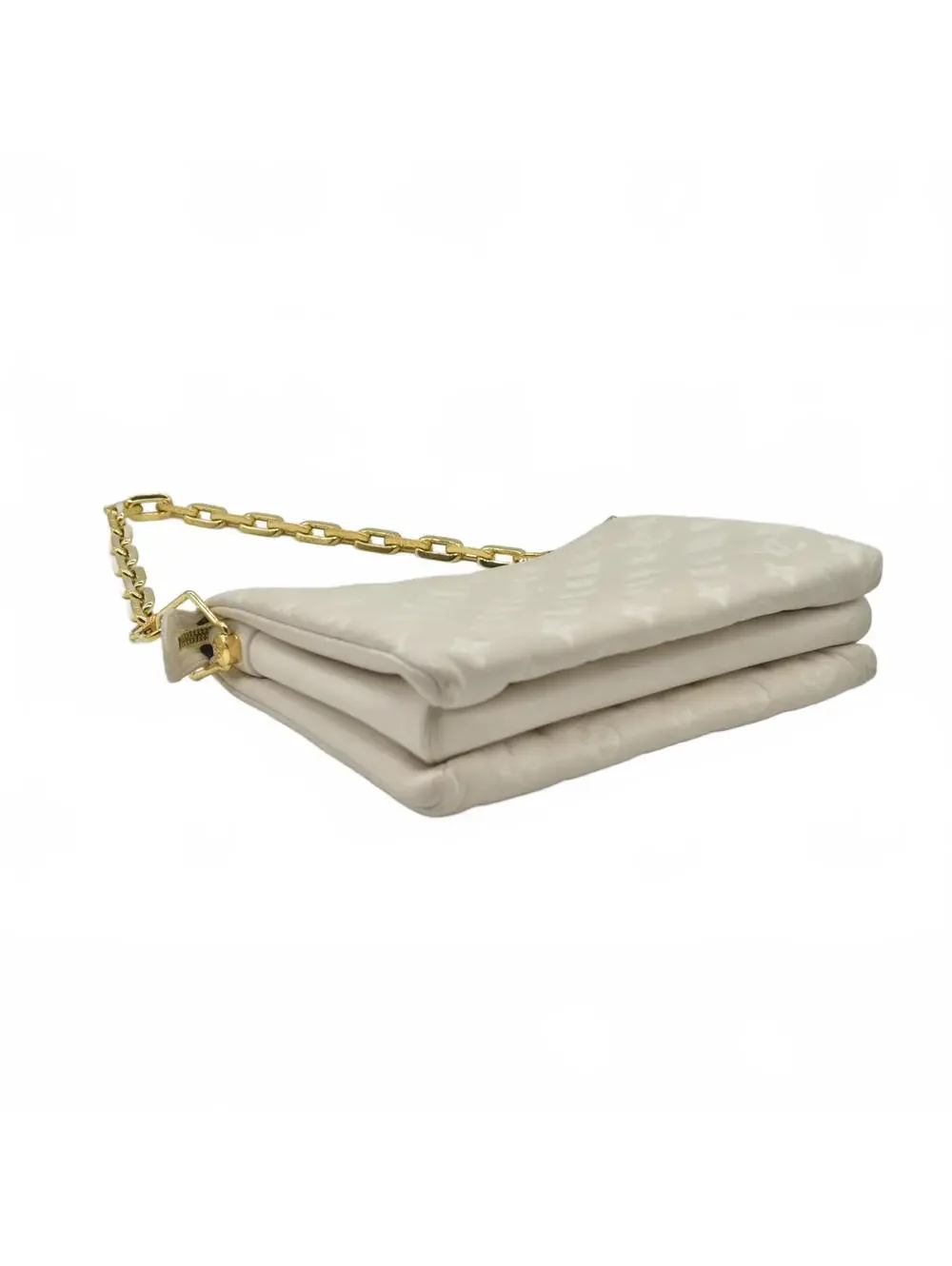$4950 Louis Vuitton Lambskin Embossed Monogram Coussin PM